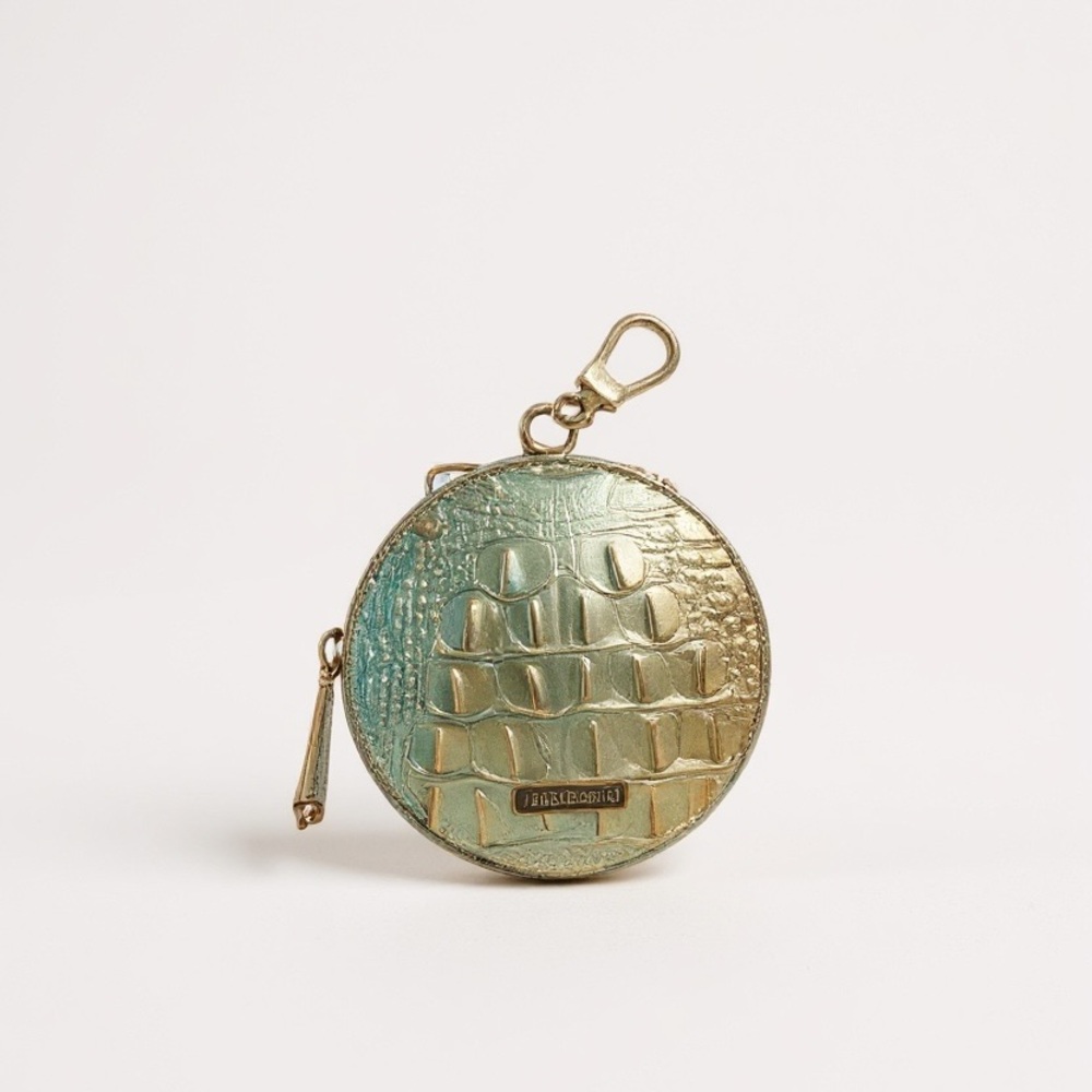 Brahmin Metallic Gold and Teal Coin Pouch
